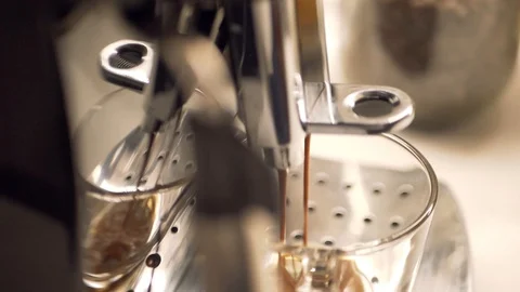 Coffee espresso machine making fresh coffee to glass cup Stock Footage 101549681