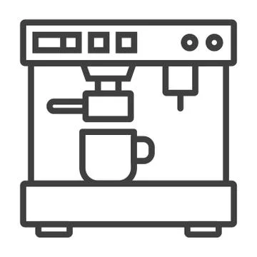 Coffee Espresso Machine Minimalistic Flat Line Outline Stroke Icon. Stock Illustration