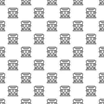 Coffee espresso machine outline seamless pattern background Stock Illustration