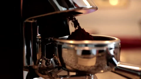 Coffee Espressor Bean Grinder Very Close Video stock 185671126
