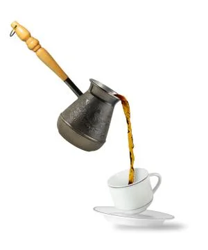 Coffee falling into cup Fotos Stock