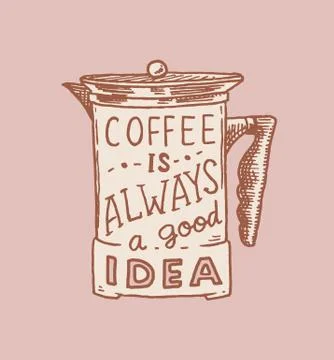 Coffee filter. Logo and emblem for shop. Vintage retro badge. Templates for t Stock Illustration