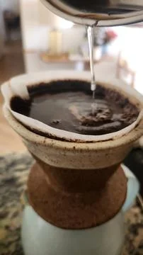 Coffee filter making fresh coffee right away Stock Photos