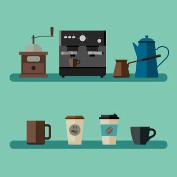 Coffee flat banner Stock Illustration