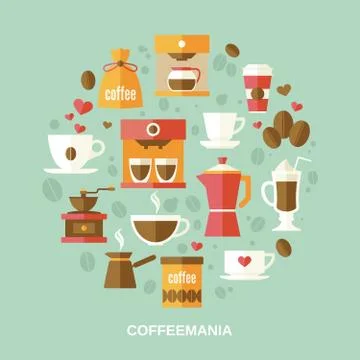 Coffee flat circle Stock Illustration