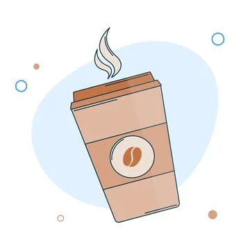 Coffee flat icon. Paper coffee cup line icon for web and graphic design. Hot Stock Illustration