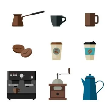 Coffee flat icons Stock Illustration
