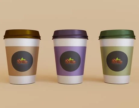 Coffee flavour in disposable cups 스톡 일러스트