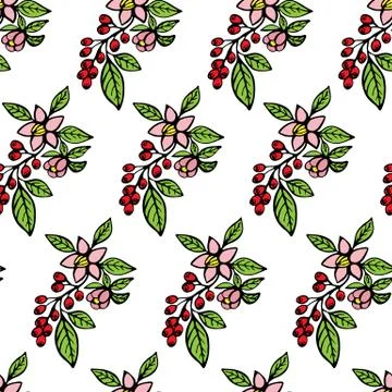 Coffee flowers seamless pattern Stock Illustration