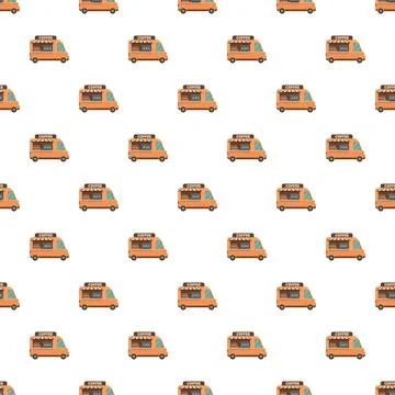 Coffee food truck pattern creating seamless background design Stock Illustration