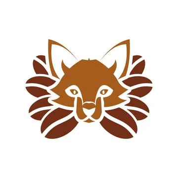 Coffee fox icon logo design template Stock Illustration