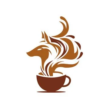 Coffee fox icon logo design template Stock Illustration