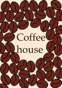 Coffee frame. Brown beans abstract background. Round border for text. Espress Stock Illustration