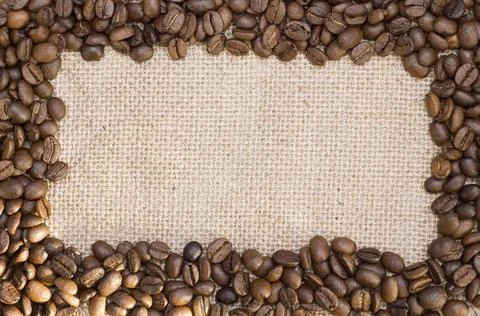 Coffee frame coffee frame on over sackcloth material Copyright: xZoonar.co... Stock-Fotos