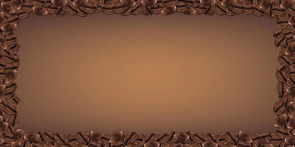 Coffee frame. Decorative frame made of coffee beans. Vector illustration 库存插图