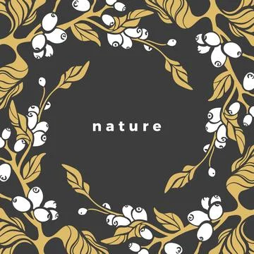 Coffee frame. Vector vintage border. Golden rich wreath. Art deco style. Natu Stock Illustration