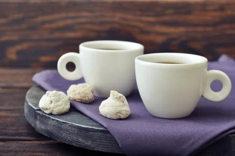 Coffee with fresh biscotti 스톡 사진