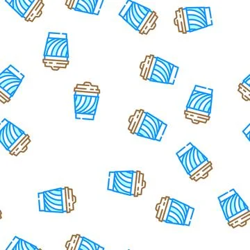 Coffee glass vector seamless pattern Illustrazione stock