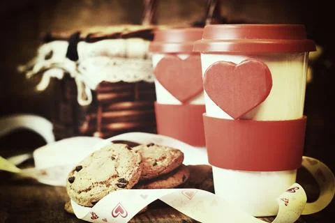 Coffee glasses Heart Shape 写真素材