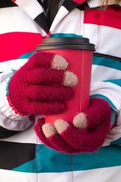 Coffee &amp; gloves Stock Photos