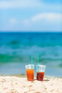 Coffee to go on the beach Stock Photos