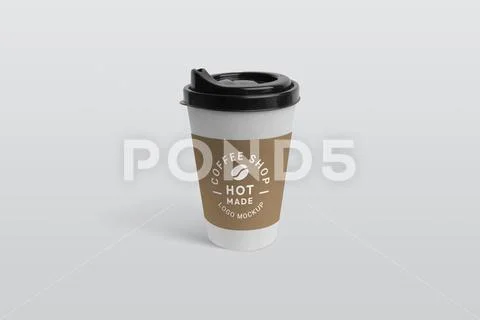 Coffee-to-go cup with logo mockup on white separated background Template PSD