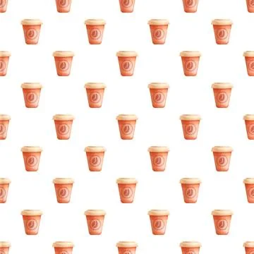 Coffee to go cups seamless pattern background Stock Illustration