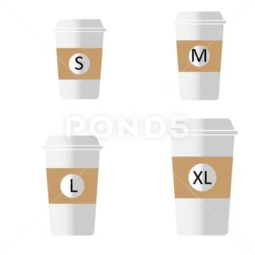 coffee to go different sizes sign. flat style. Coffee cup size