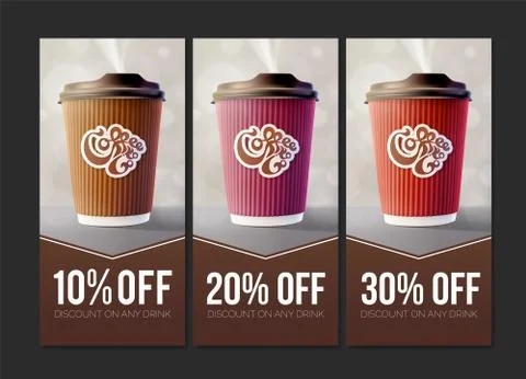 Coffee to Go Discount Concept. Vector EPS10 Stock Illustration