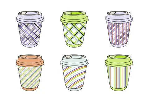 Coffee to go graphics template. Hot drinks take away concept Stock Illustration