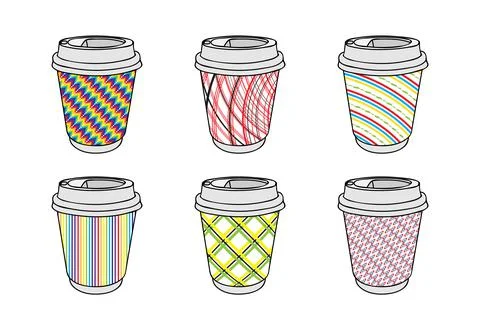 Coffee to go graphics template. Hot drinks take away concept Stock-Illustration