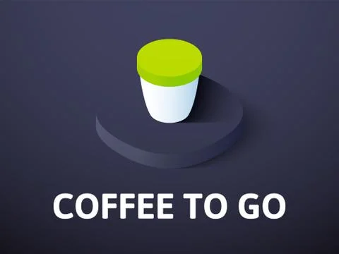 Coffee to Go isometric icon, isolated on color background Stock Illustration