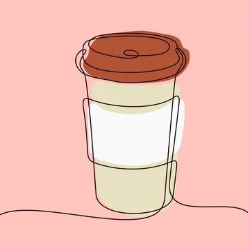 Coffee to go one line vector illustration Stock Illustration