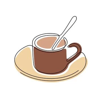 Coffee to go one line vector illustration Stock Illustration