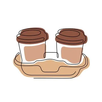 Coffee to go one line vector illustration Stock Illustration