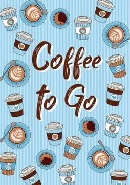 Coffee to go vector illustration with hand drawn coffee cups Illustration