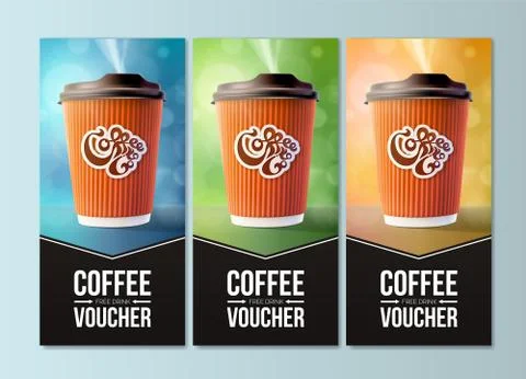 Coffee to Go Vouchers Concept. Vector EPS10 Stock Illustration