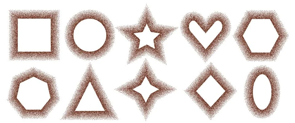 Coffee gradation geometric shapes frames set. Grainy textured chocolate borders 스톡 일러스트