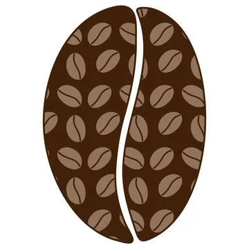 Coffee grain patterned of coffee beans in trendy soft brown. Logo or stickers Stock Illustration