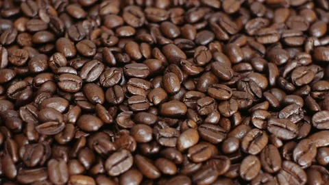 Coffee grains background, texture. Fresh roasted coffee beans for espresso. Stock Footage 112682090