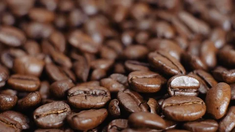 Coffee grains background, texture. Fresh roasted coffee beans for espresso. Stock Footage 112682340