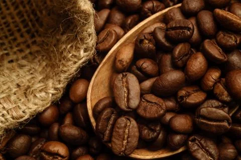 Coffee grains close-up Stock Photos