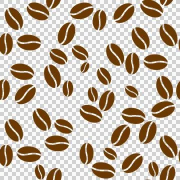 Coffee grains pattern. Roasted coffee beans. on transparent, png, for print.. イラスト素材
