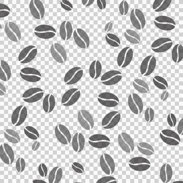 Coffee grains pattern. Roasted coffee beans. on transparent, png, for print.. Stock Illustration