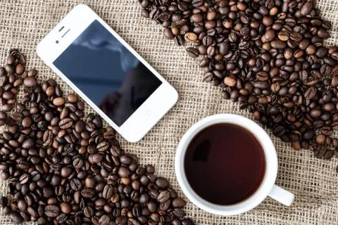 The coffee grains Stock Photos