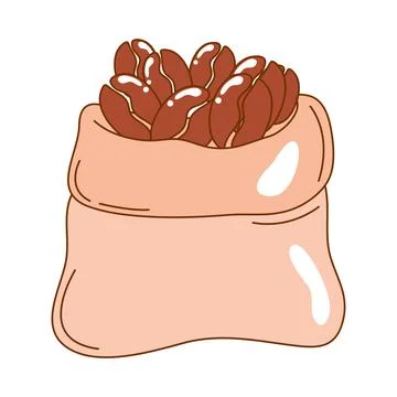 Coffee grains in sack Stockillustratie