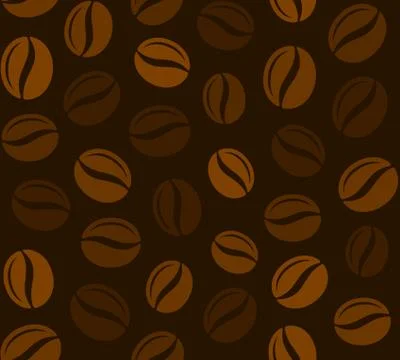 Coffee Grains Seamless Pattern on Dark Background. Vector イラスト素材