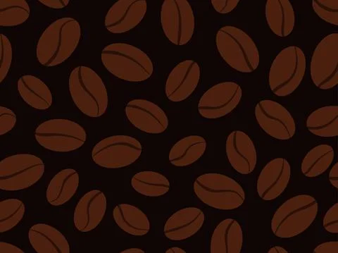 Coffee grains seamless pattern. Roasted coffee beans. Background design with  Illustrazione stock