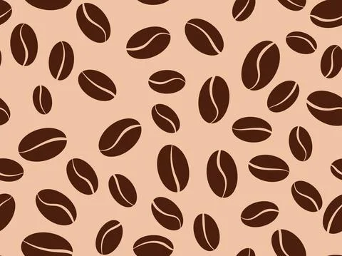 Coffee grains seamless pattern. Roasted coffee beans. Background design with  Stock Illustration