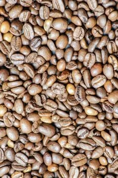 Coffee grains top view for background close-up Stock Photos
